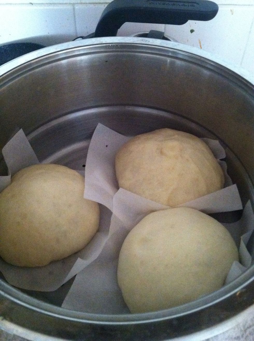 After 20 minute, you'll find that the dough has expanded. It's ready!!!