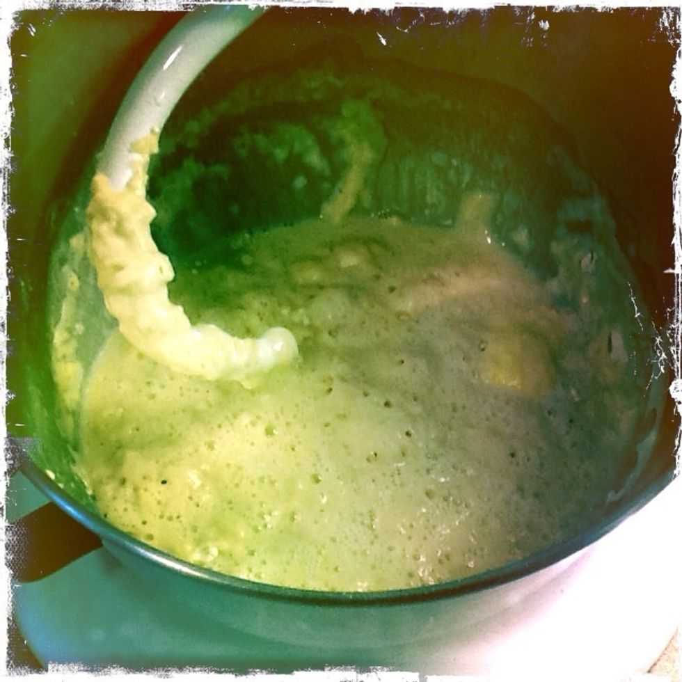 After 20 minutes you can see the bubbles meaning the yeast is working.
