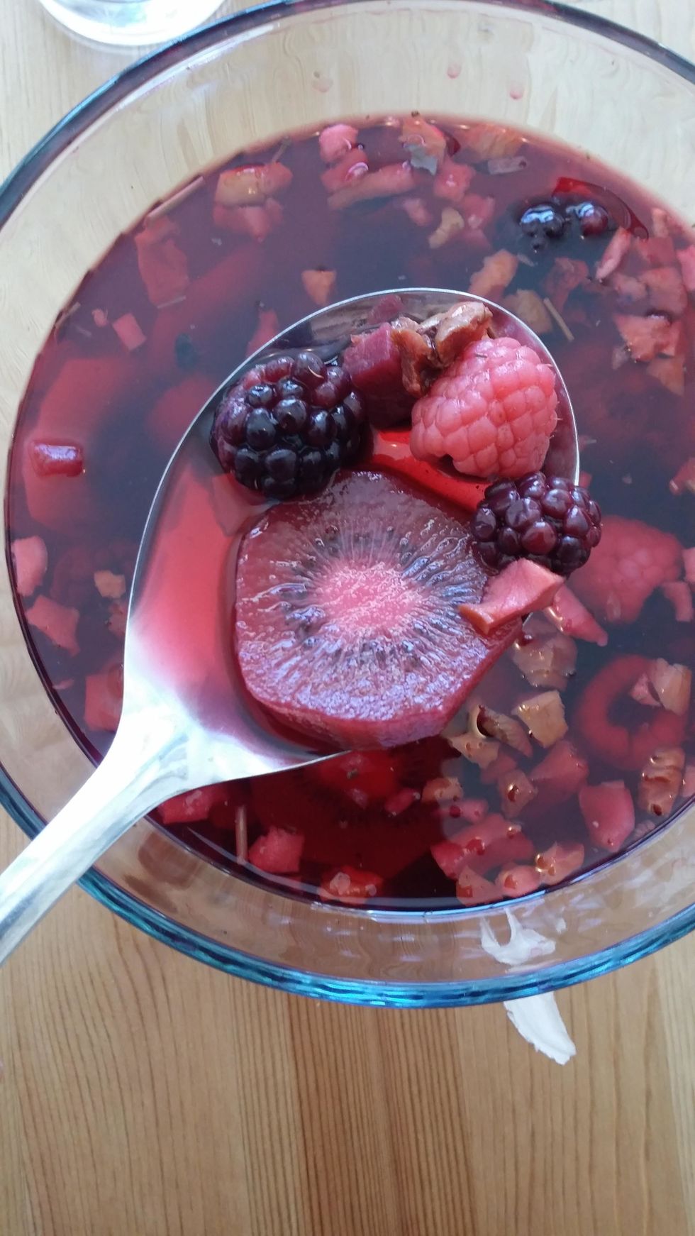 After 3 days, This is where you add your Kiwis, Blackberries, and Raspberries. To infuse as well. To give it the extra "Kick" for flavor.