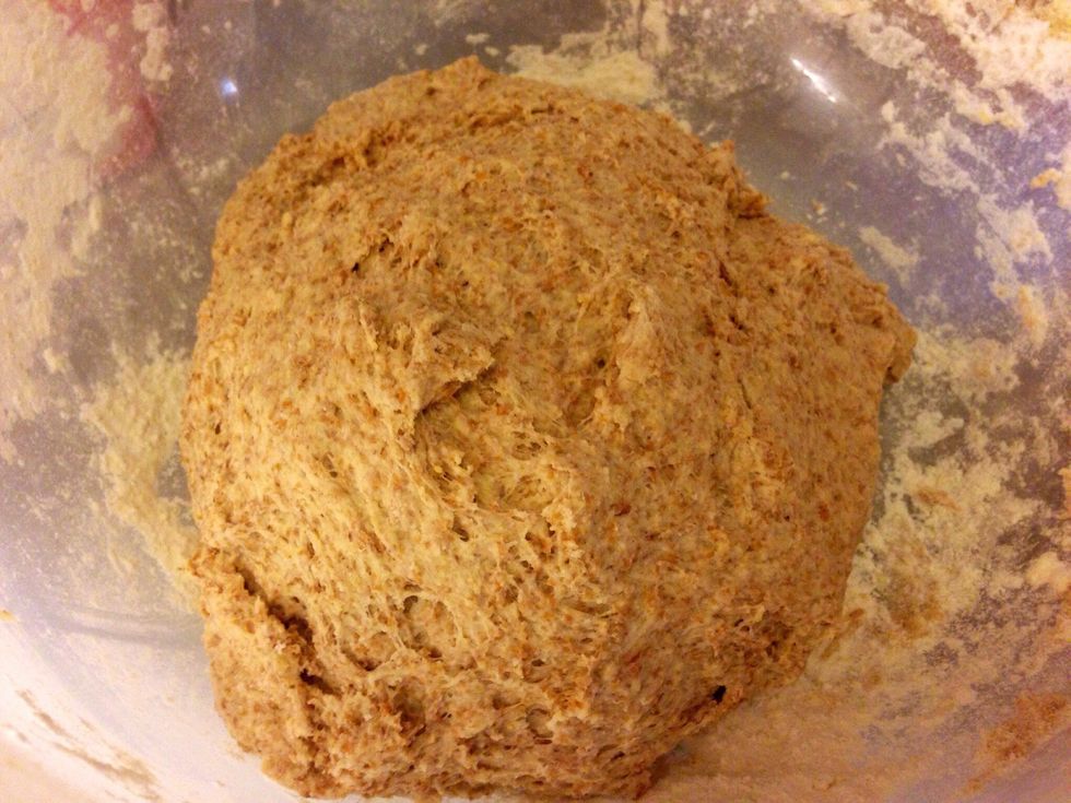 After 30 min. the dough has doubled in size (or is at least bigger than it was when you started).