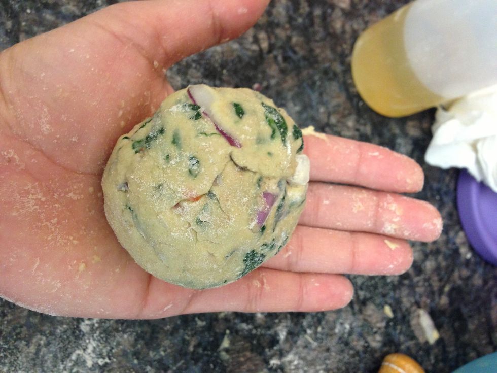 After 30 mins take about this much of dough