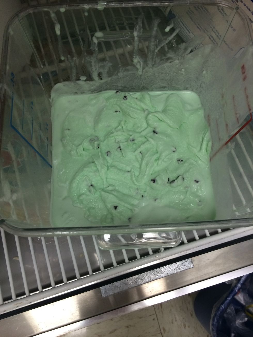 After 30 minutes in the ice cream machine, transfer your ice cream to another container and put in the freezer and leave it there for 24 hours so it hardens