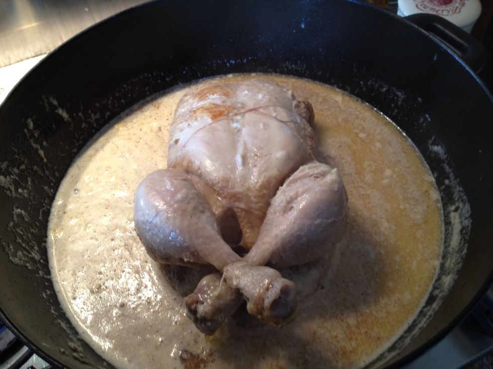 After 45 minutes it is time to do some backstroke. Continue to cook under lid for 30-45 minutes.