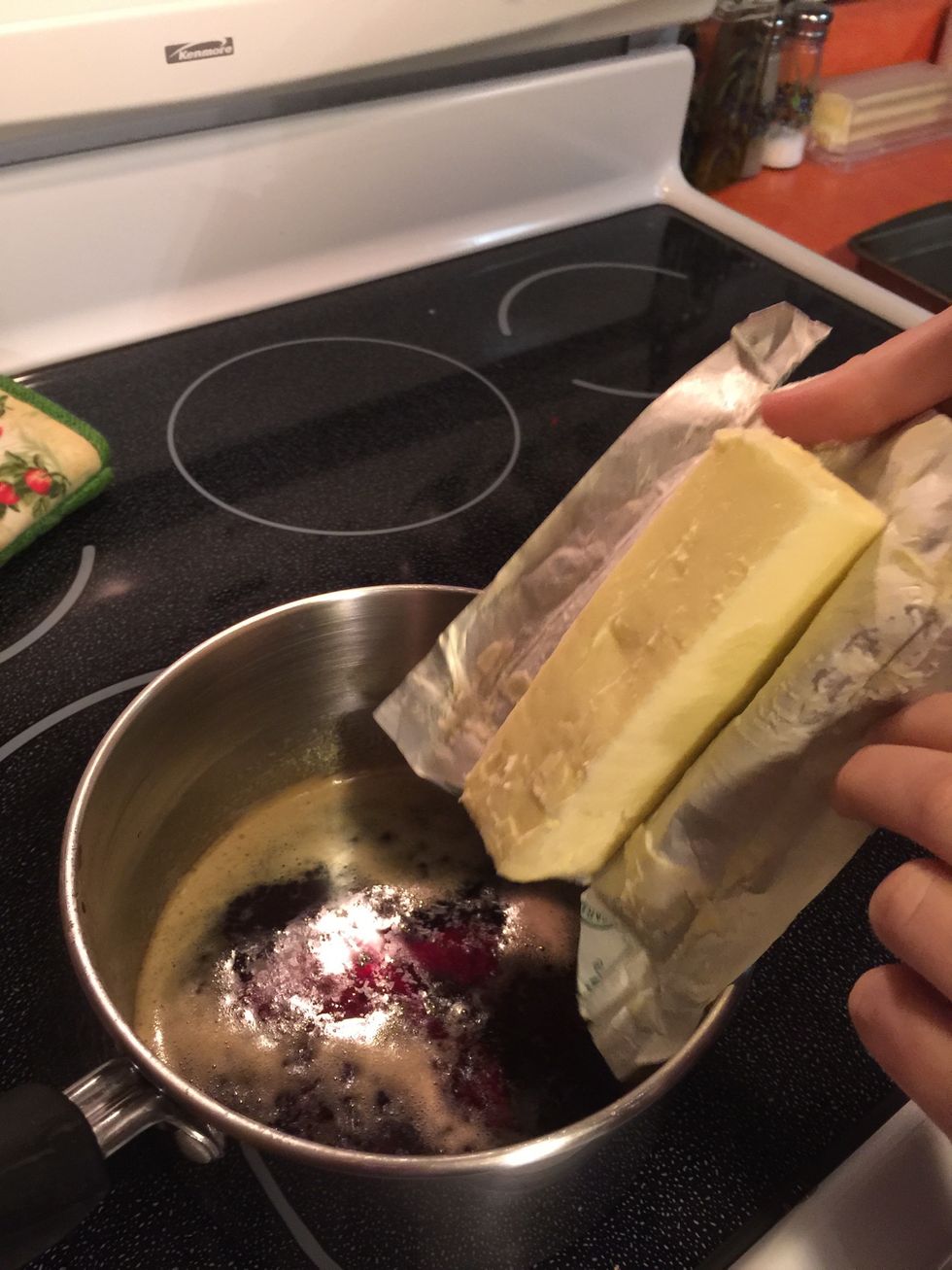 After 5 mins remove from heat and add butter