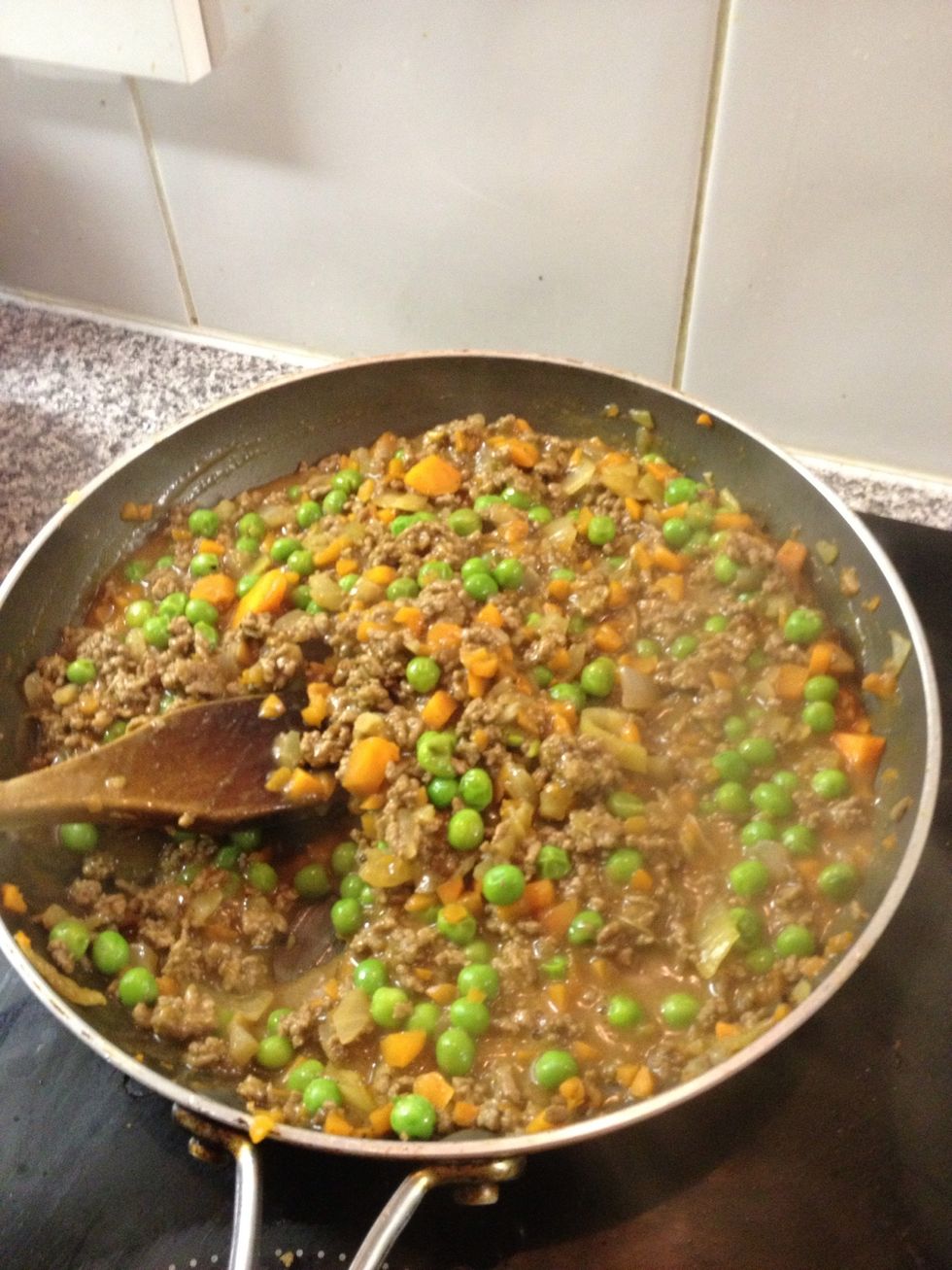 After 5 mins with beef stock.