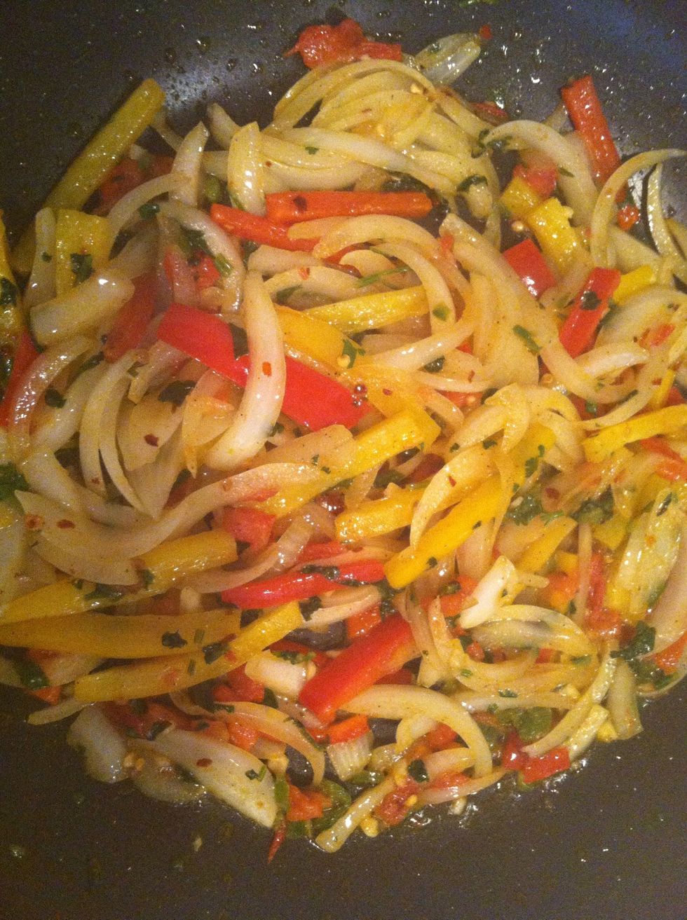 After 5 or so minutes of stirring, it should look like this.