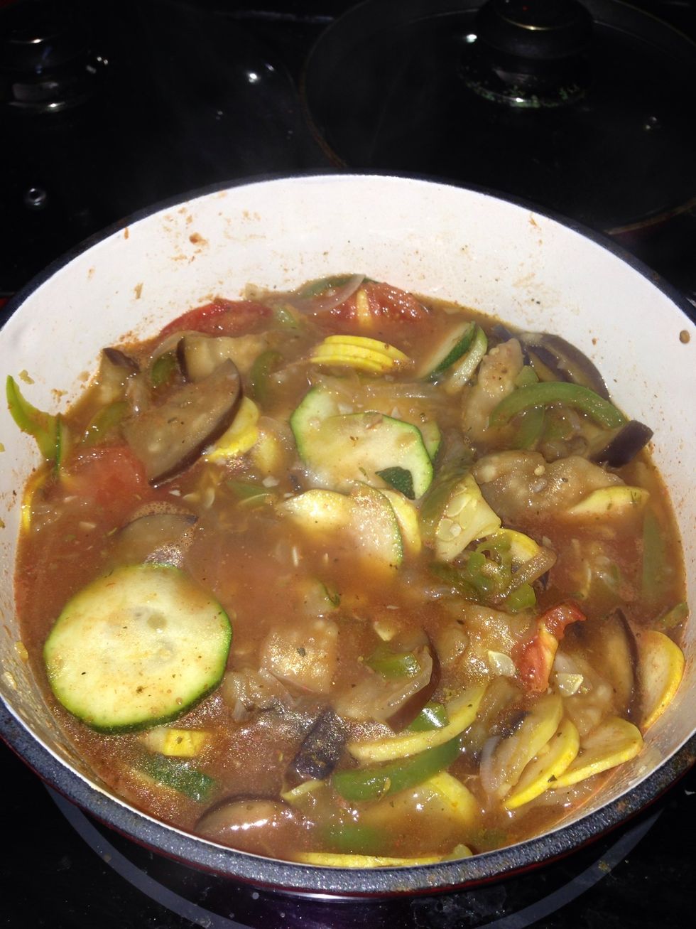 After a few hours, season and let cook for at least 30 mins. for the flavors to combine. The longer the better!