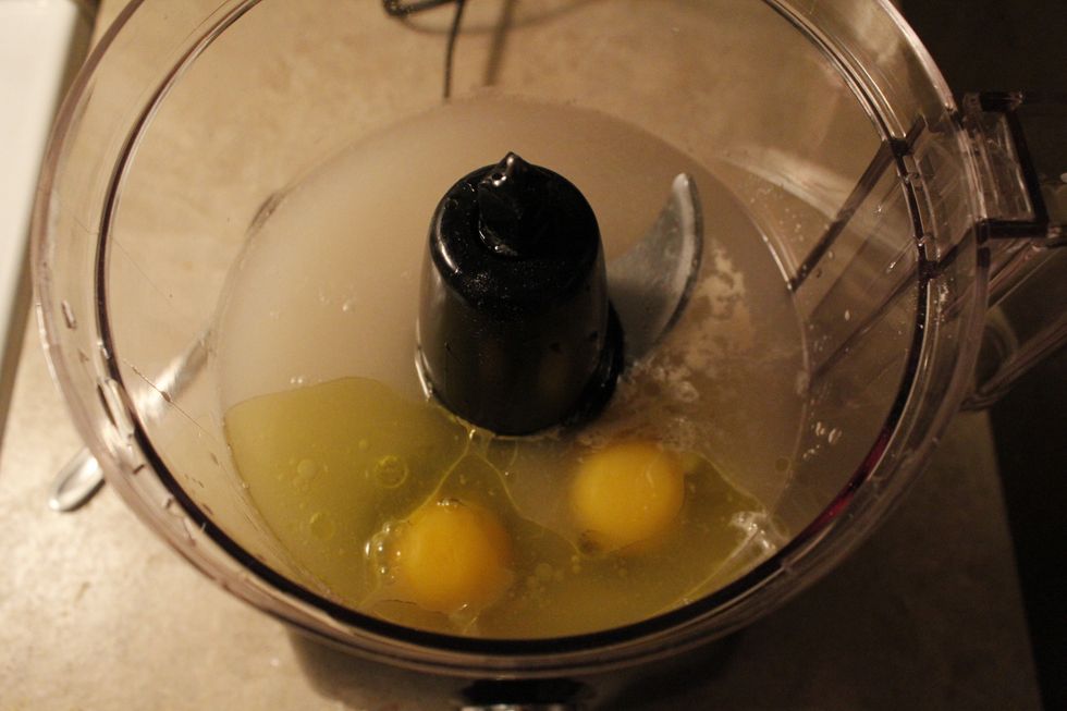 After a few minutes, add the two eggs to the mixture.