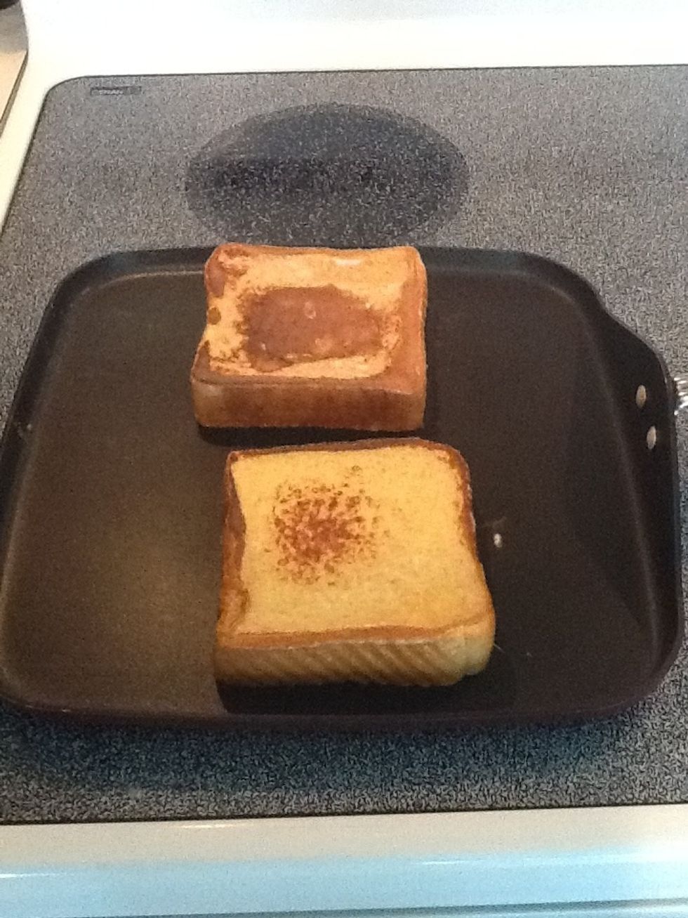 After a minute or two, flip the bread. If it's not quite done, you can always continue flipping until both sides brown.