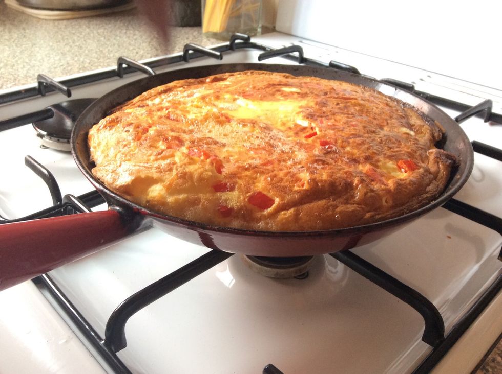 After a while place under grill and let it cook until goldern