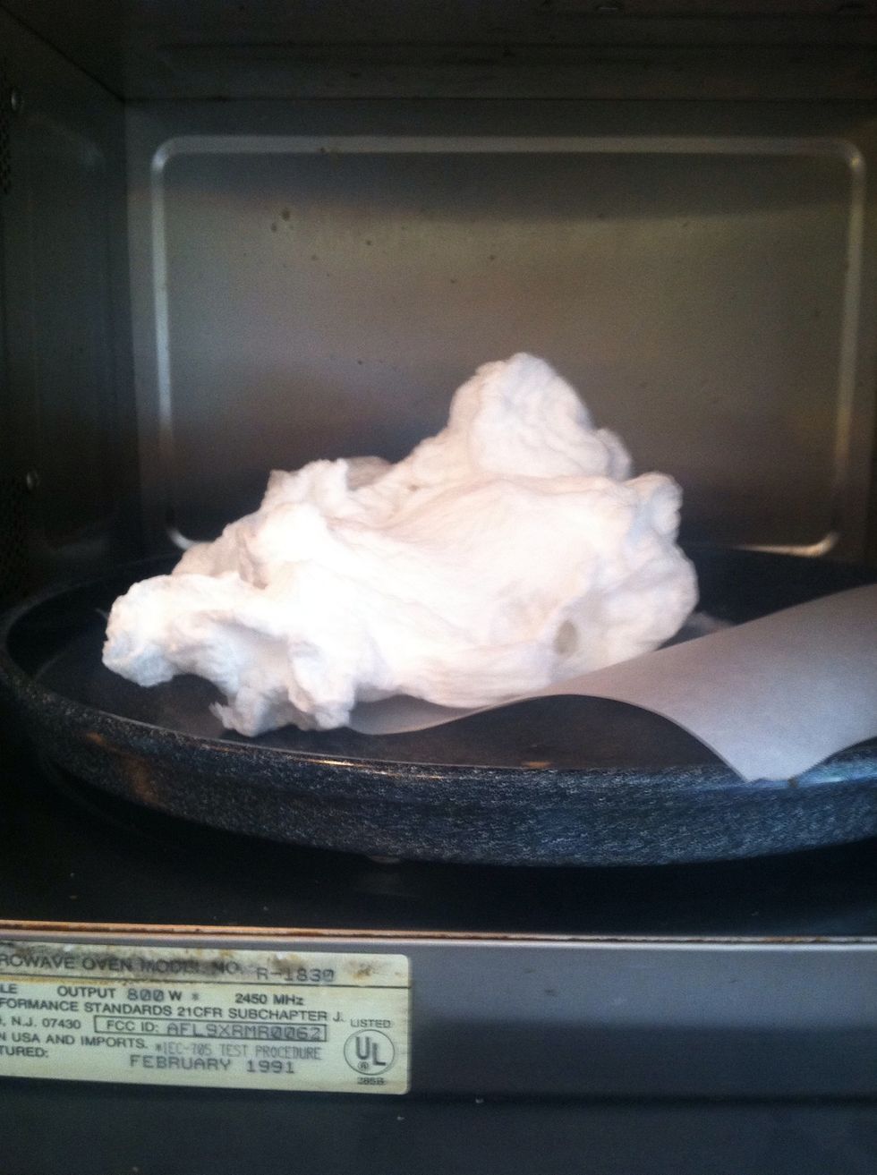 After about 15 seconds the soap should start to grow! Stop the microwave when it looks like this!