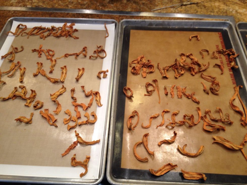 After about 2 1/2 hours the carrots should look like this and be crunchy.