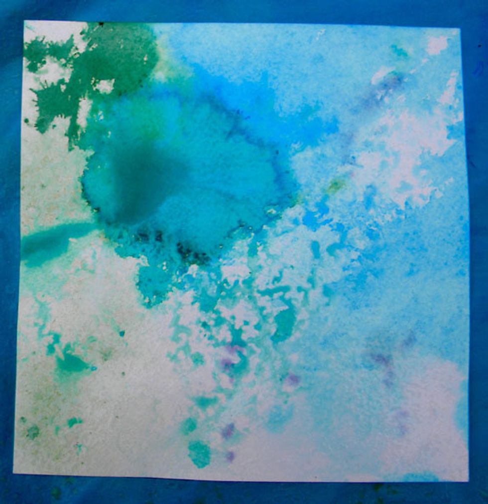 After about an hour of light rain, I liked the patterns I got so I brought them in and let them dry completely.