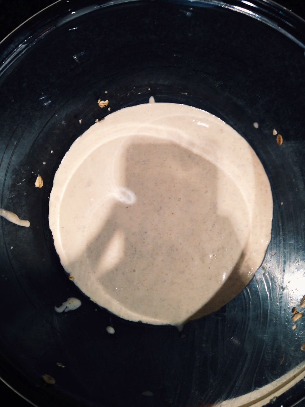 After adding all into one bowl I've put them into food processor to blend.. And this is how it looks afterwards blending!