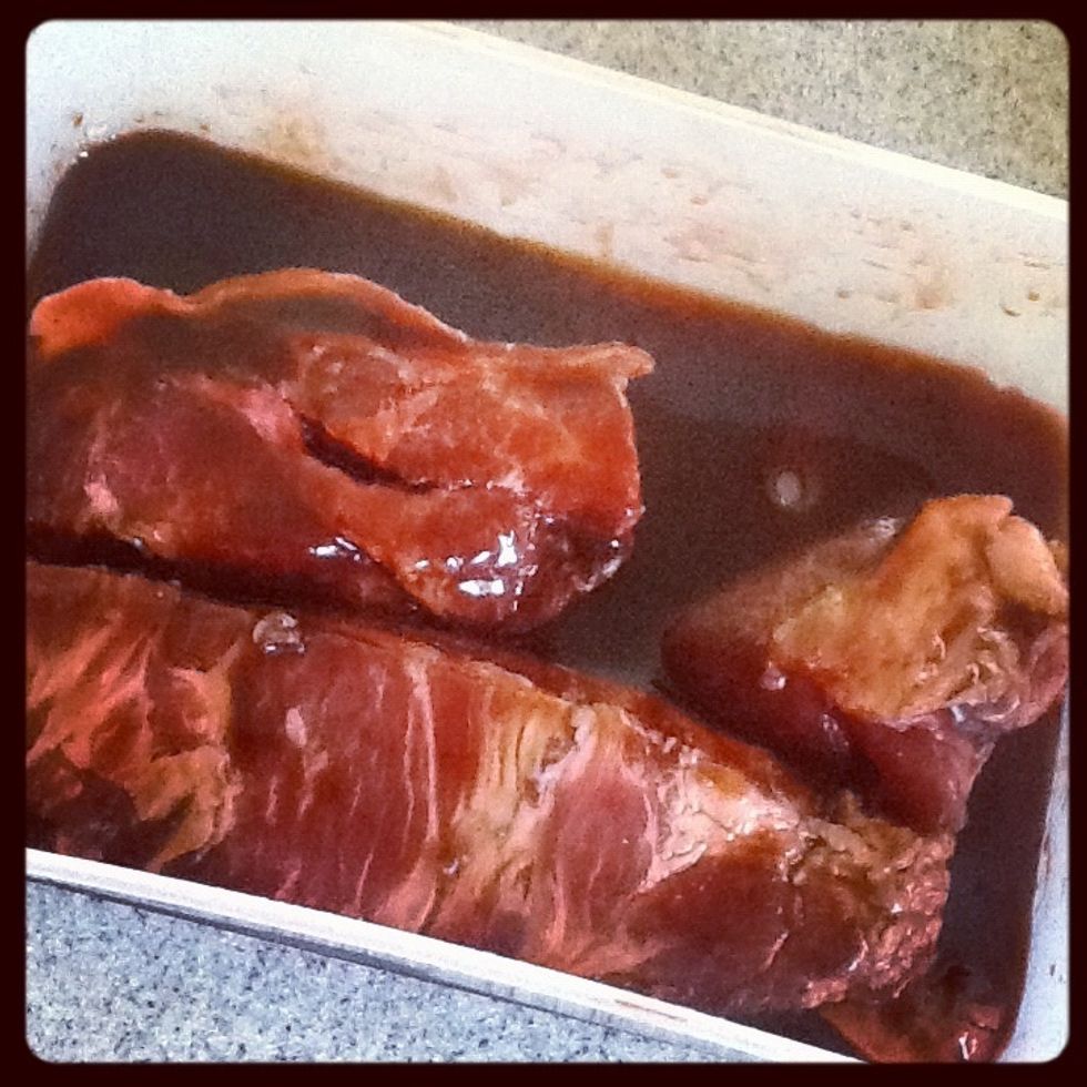 After adding the ingredients and marinate it will looks like this. Cover with the container lid and store it the fridge overnight. Cook it on the next day..