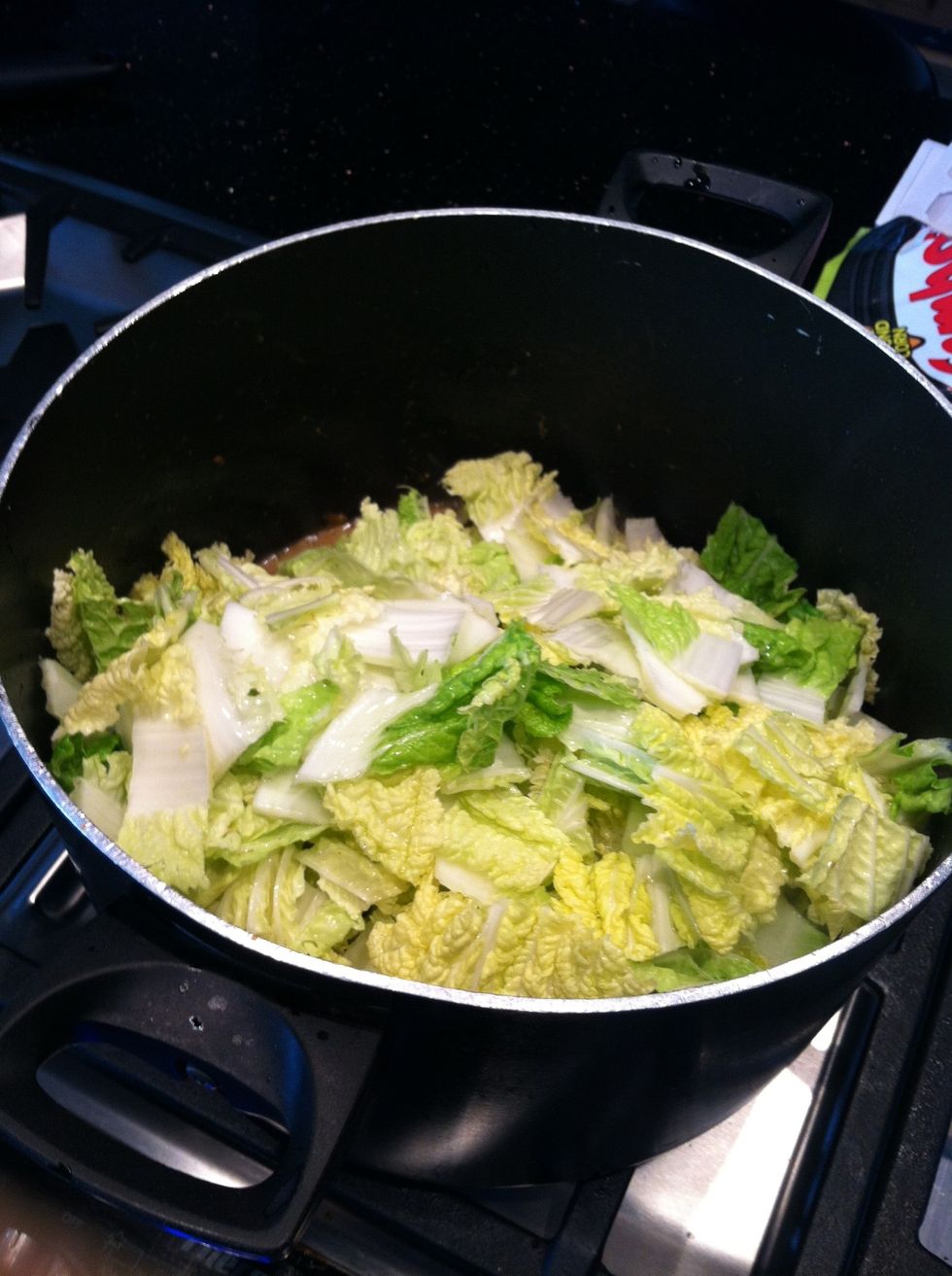 After adding water add the bok Choy