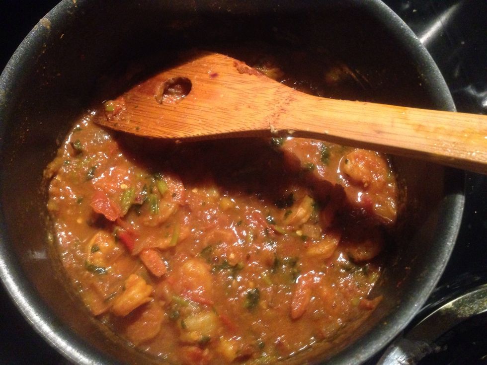 After adding water, we need to cook it for 2-3 more mins. So the gravy gets a nice and thick texture. Once the pan is off heat, squeeze some fresh Key lime (half) juice on the gravy (optional).