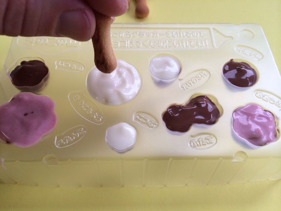 After all filled start adding the cookie stems