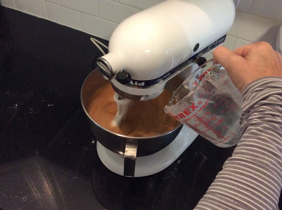 After all ingredients are mixed together, add 2/3 cup of water.