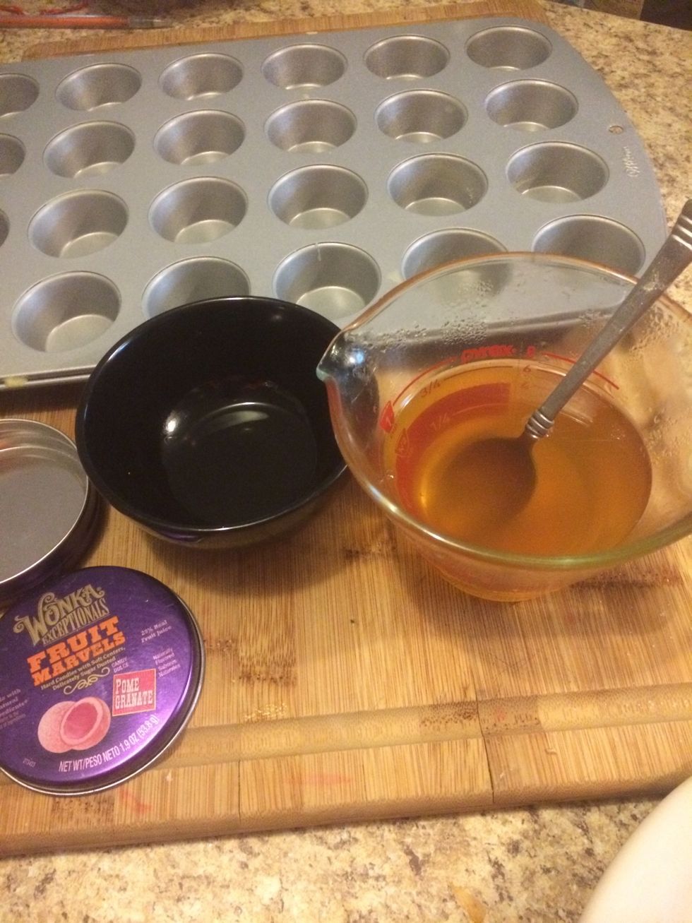 After all is completely melted remove from heat. Then stir in the oils. I put some in a candy tin for when I go hiking.