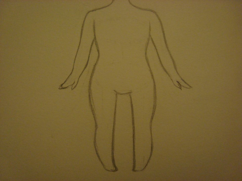 After all of that drawing of guide lines, erase them all! You should then end up with something similar to this. I kind of messed up a bit, but oh well. Redraw any lines that you accidentally erased.