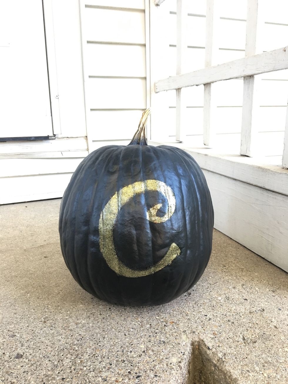 After all the paint has dried overnight, take off the stencil.