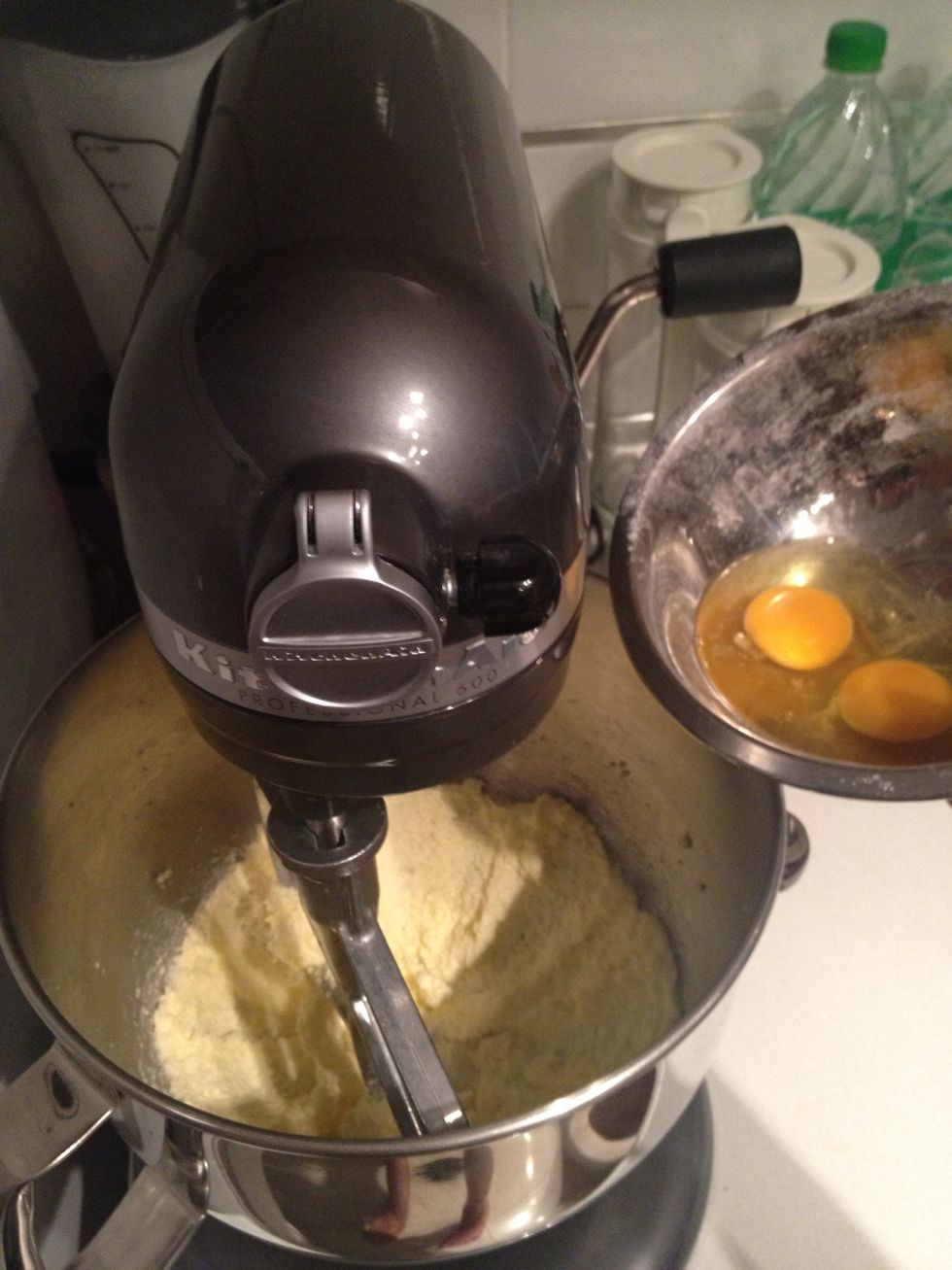 After all those your butter should be creamed. Light pale and fluffy. Add the eggs keep beating.