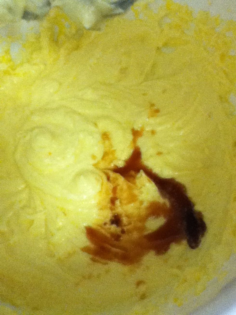 After all your eggs are mixed in, add your vanilla, beating on low speed.