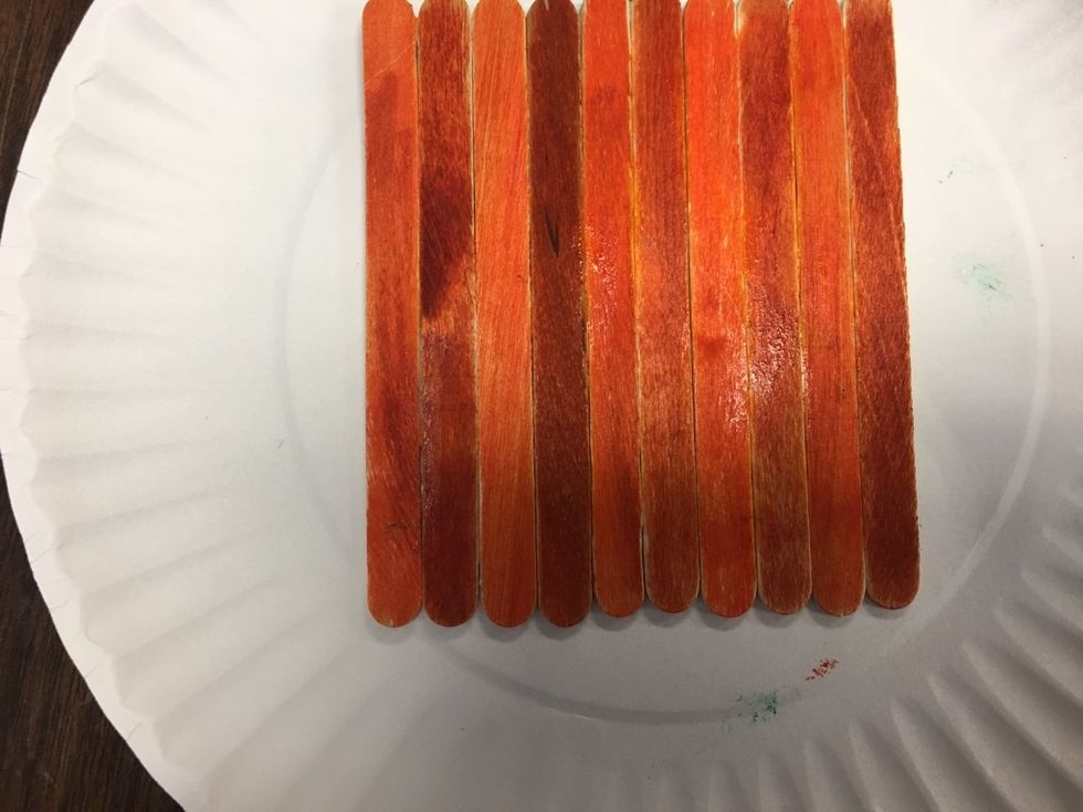 After all your sticks are colored, glue them or tape them together.