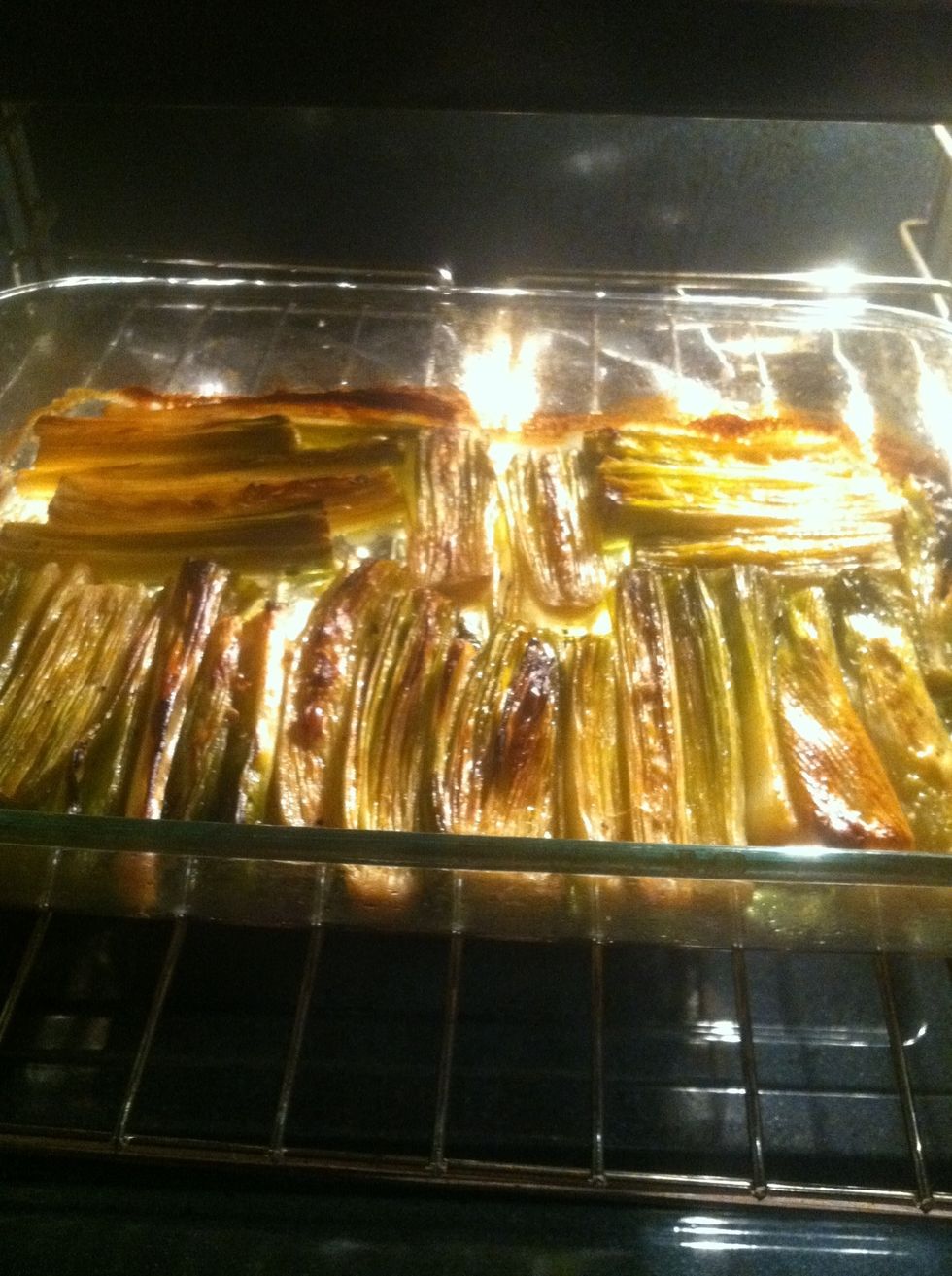 After an hour or so, these will look and smell great. Don't be tempted - they're not done! The key is to wait until they're really browned and carmelized, and the liquid is absorbed.