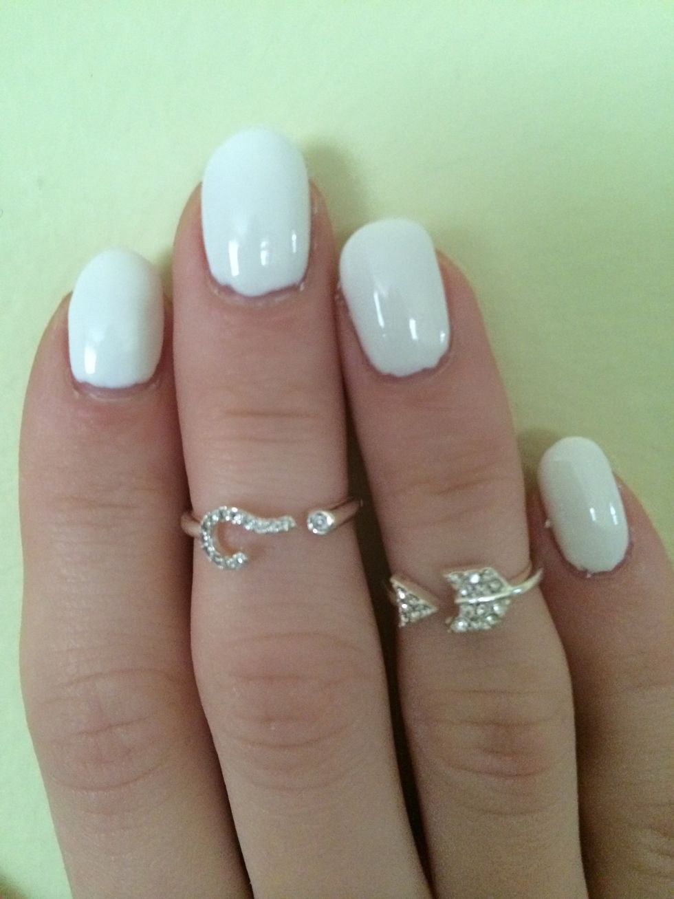 After applying base coat, paint all your nails with two coats of white nail polish \ud83d\udc85