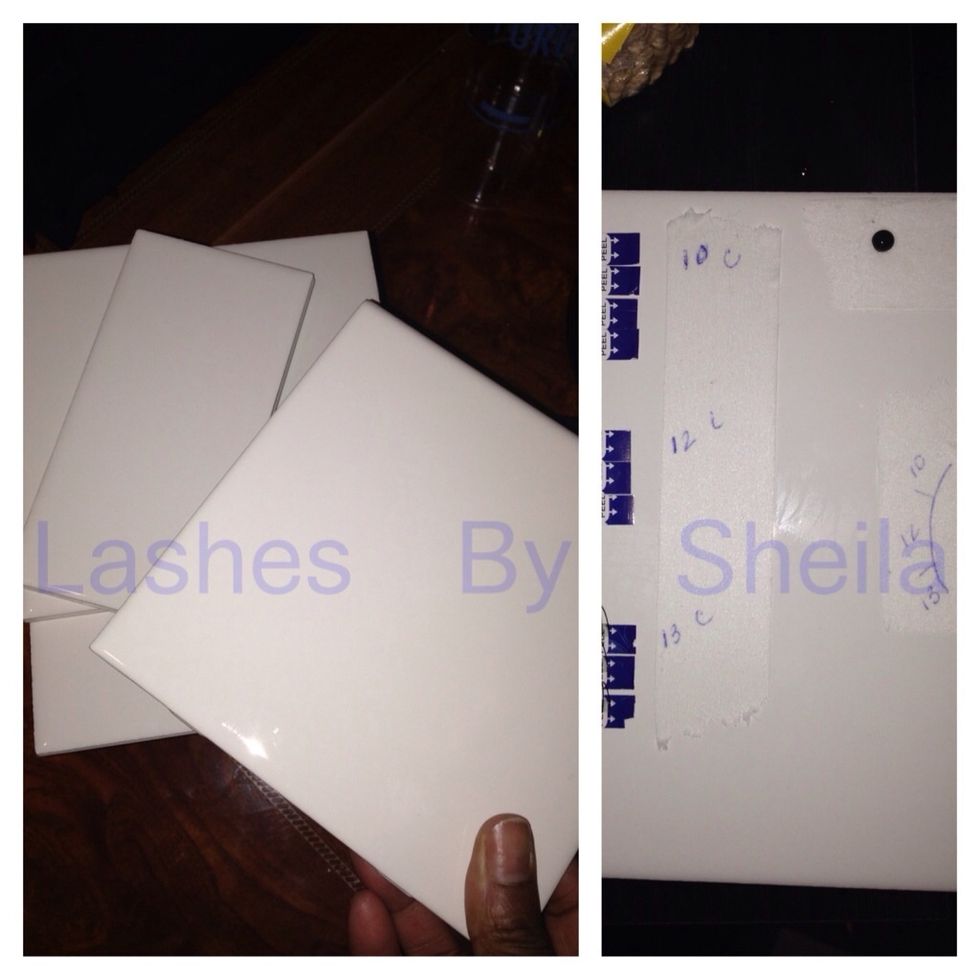 After applying lashes, use paper tape to jot down size next to each row. When a row is empty, tear off strip from tile and apply a new row. Keep in plastic box or drawer when not in use.