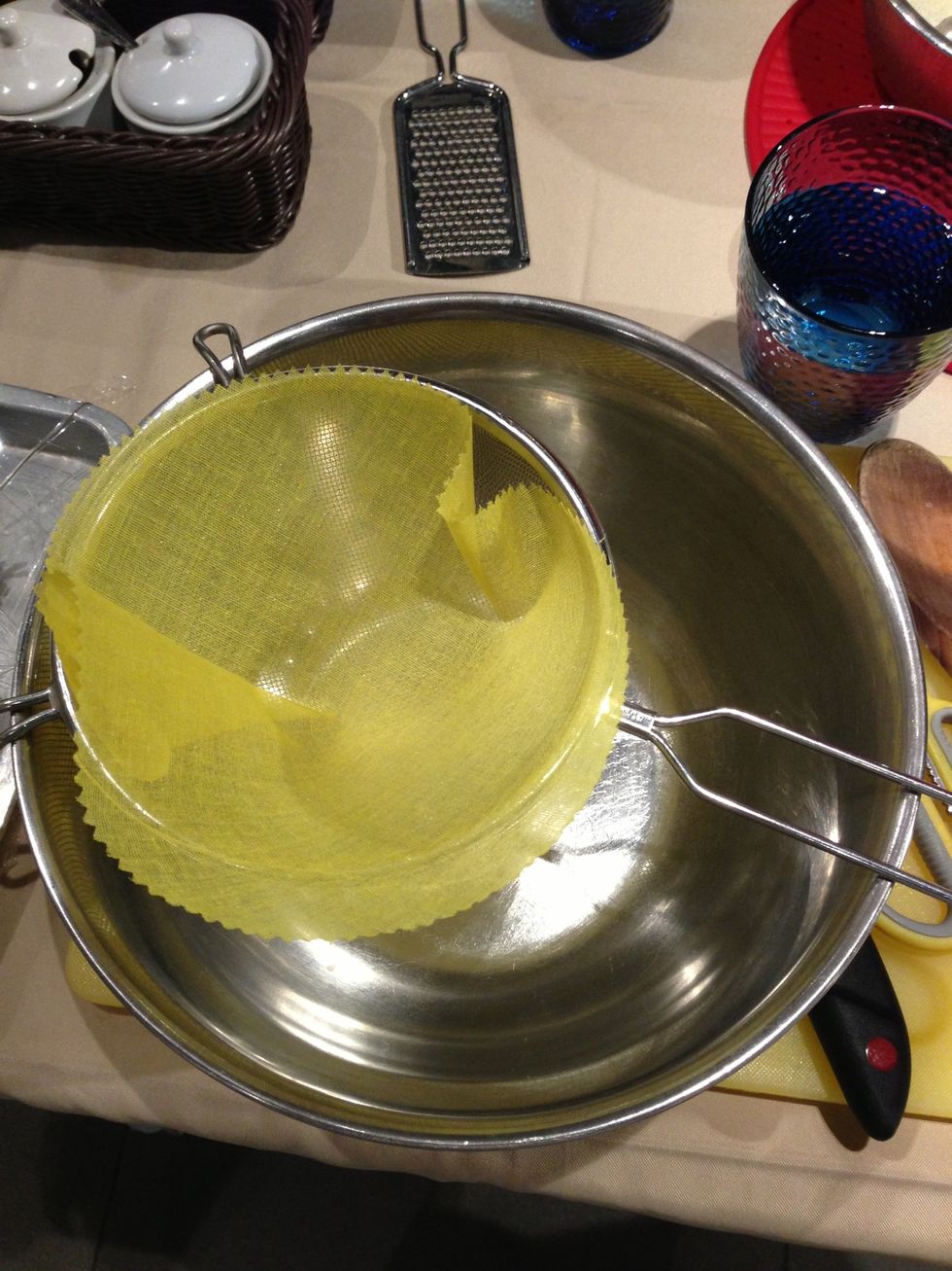 After at least 30 minutes of simmering strain your broth using a cloth strainer