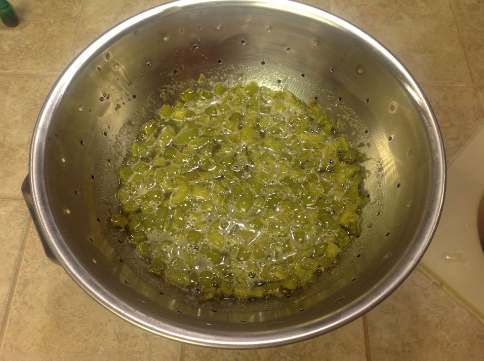 After boiling, strain pepper mixture.