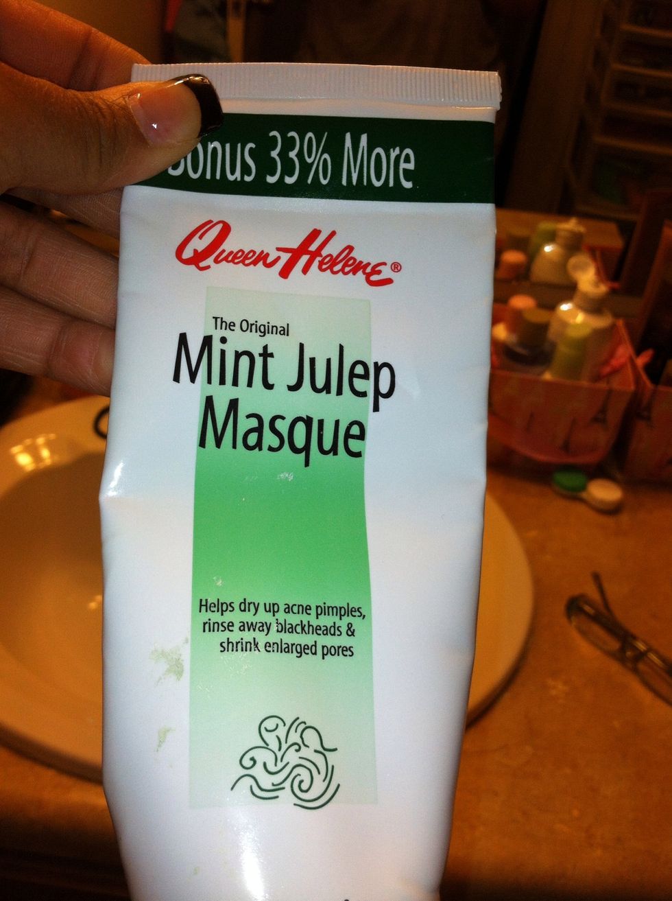 After cleansing, grab your mask and apply per directions on back. I use a mint mud mask to help decrease blemishes, however you can use ones best suited for your skin type