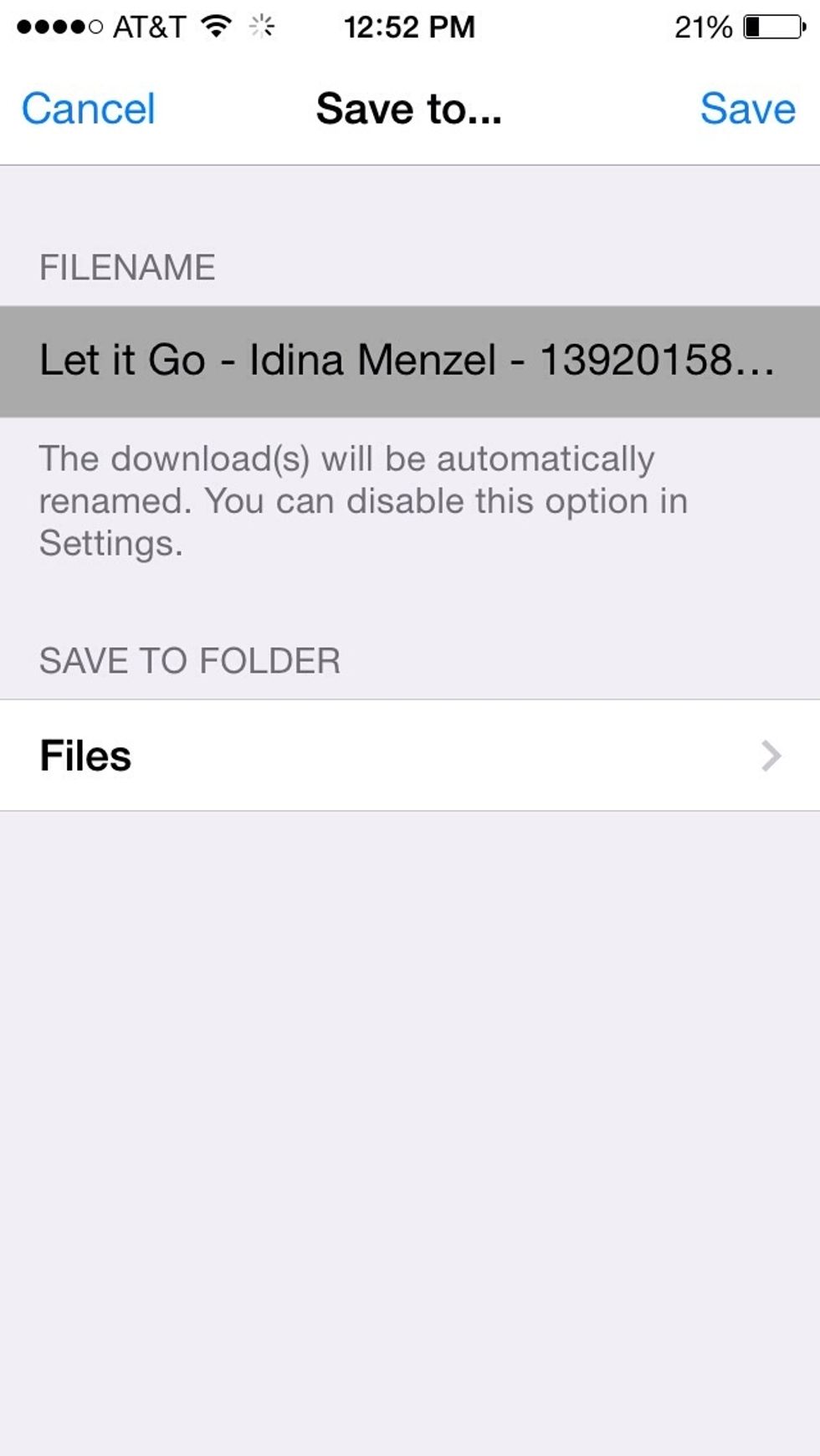 After clicking download, it will ask for conformation. Just click save. Then go to the files tab, and of your songs will appear here :)