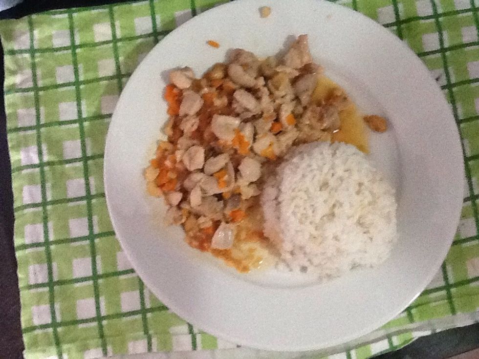 After cooked, place on plate and serve with rice or couscous.