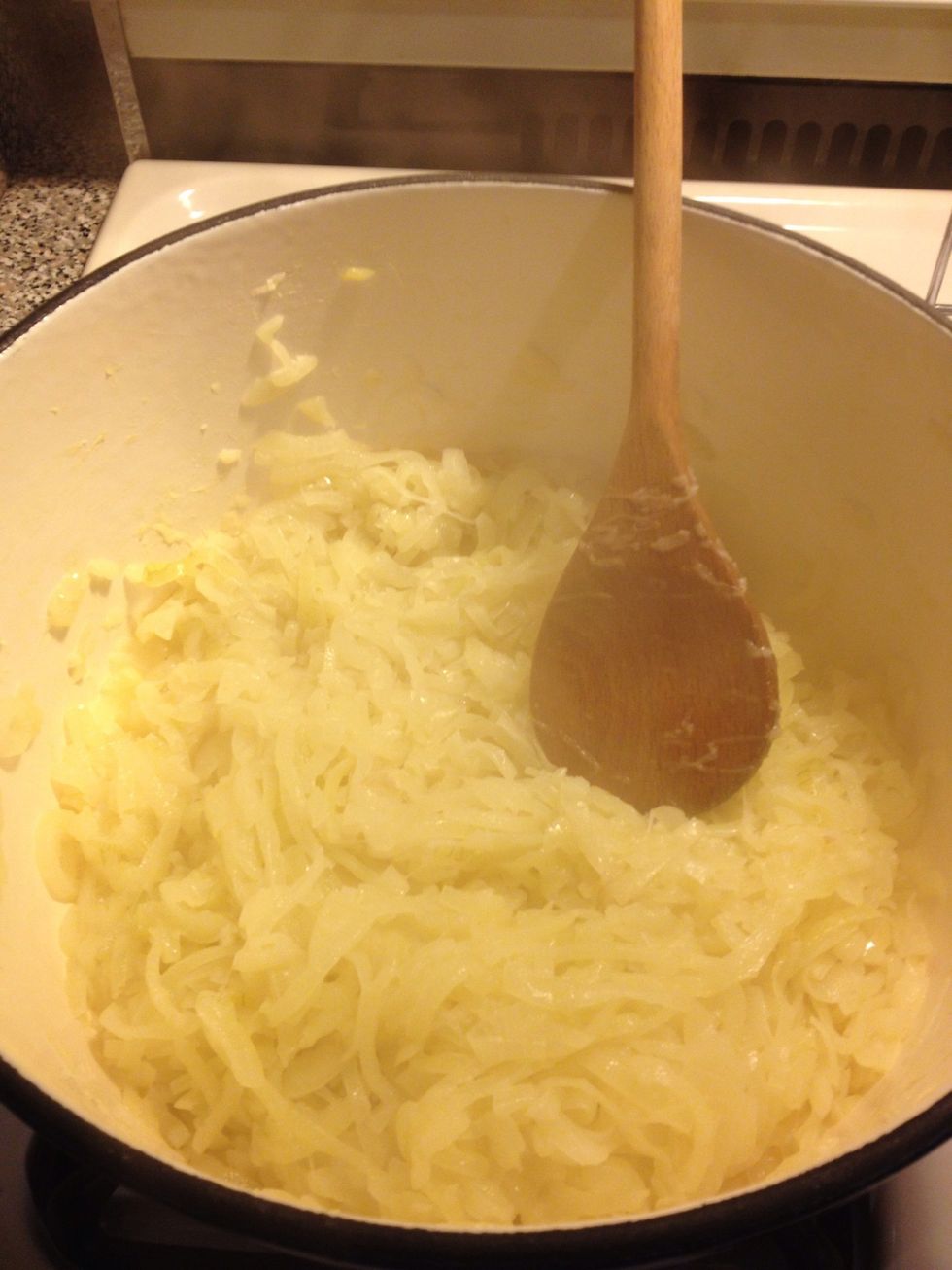 After cooking for 20 mins remove cover add 2tsp of sugar. Leave uncovered and stir frequently until onions have caramelized.  This may take about 90 mins or more.