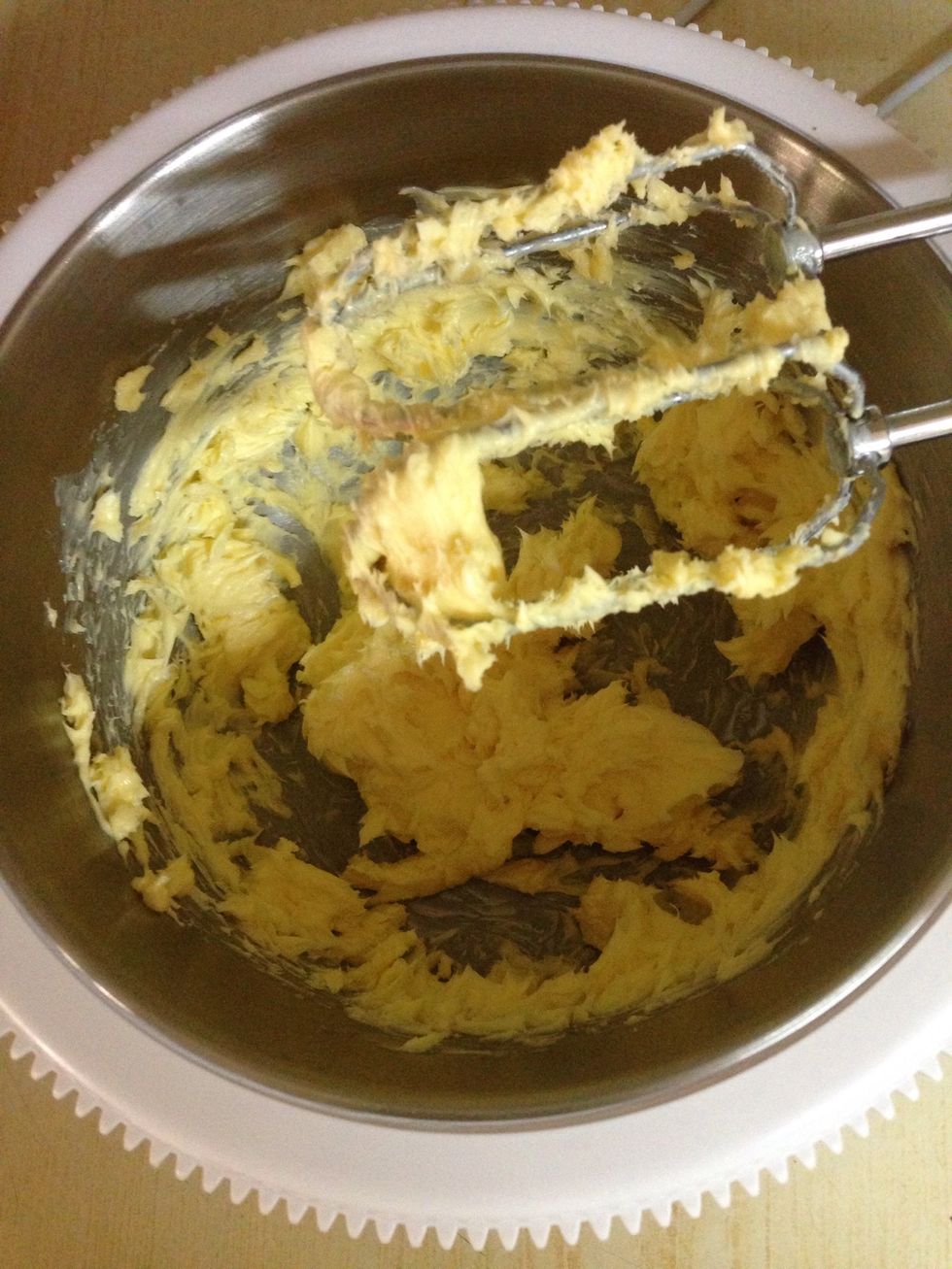 After cooling down mix room temp butter until pale