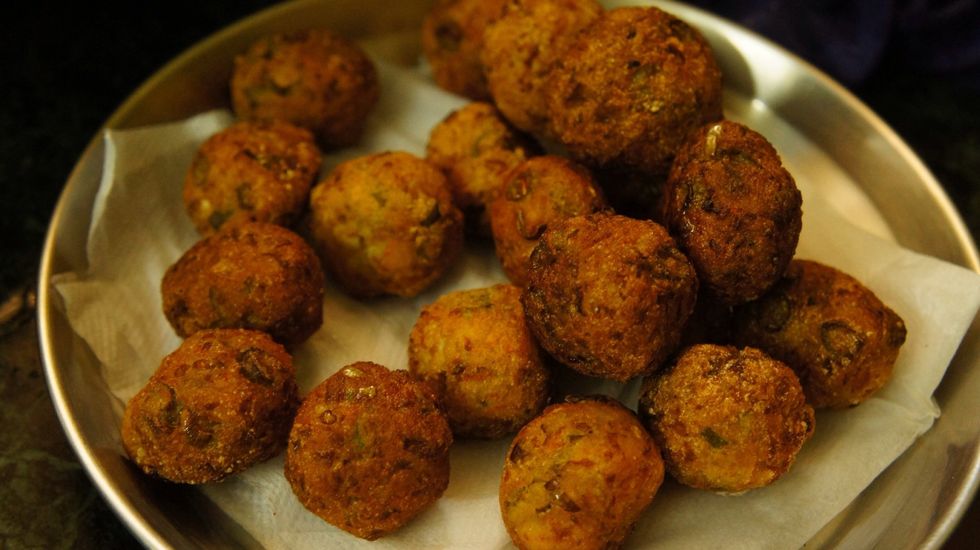 After deep fry the veg balls look like this...