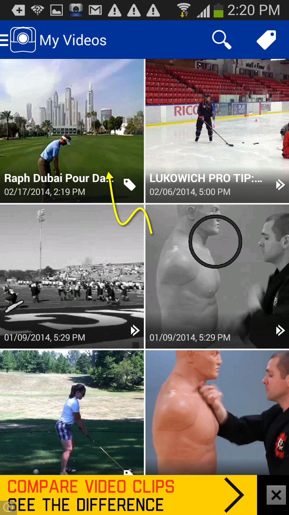 After downloading, the video will appear in your local library. You can now use the powerful analysis tools inside Coach's Eye to review the video.