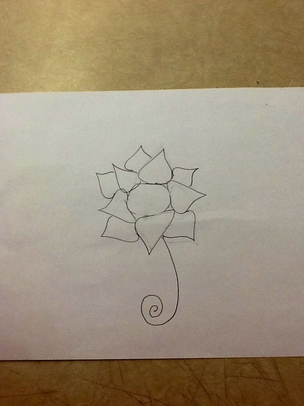 After, draw a stem, it can be strait or curved.