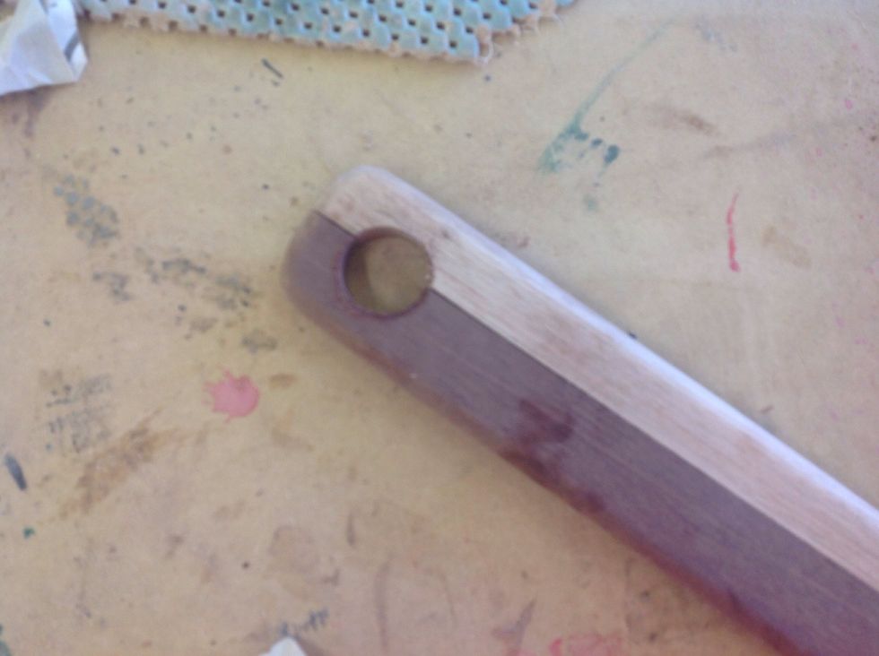 After drilling the hole with a drill the hole should look like this