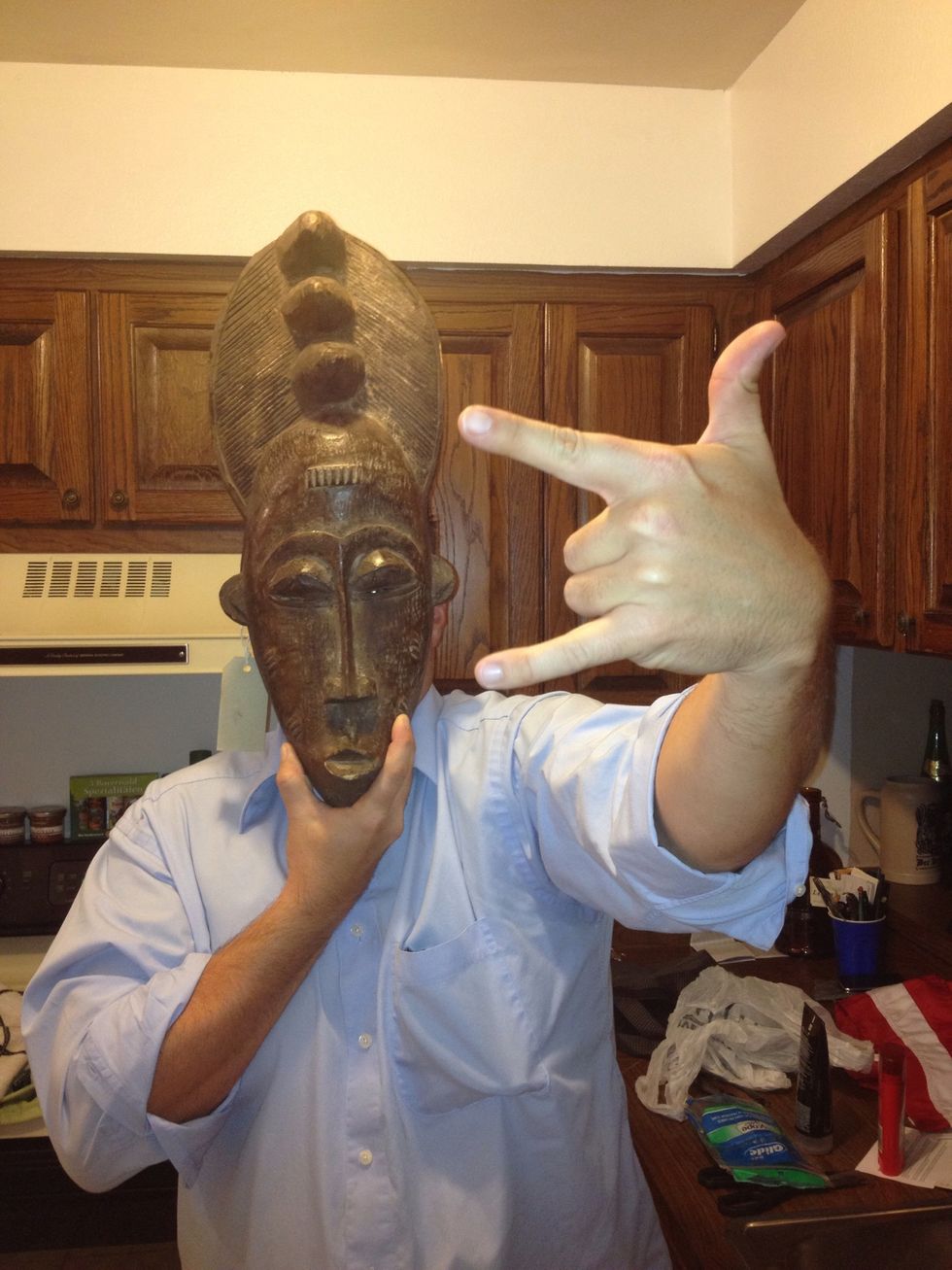 After eating some.......or all. Rock the F out with an awesome mask on!!!! (notice no chocolate on shirt\ud83d\udc4d\ud83d\udc4d\ud83d\udc4d)