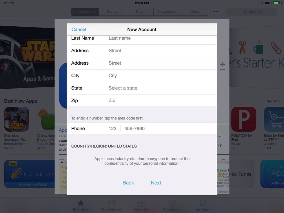 After entering all the information above, tap "Next".