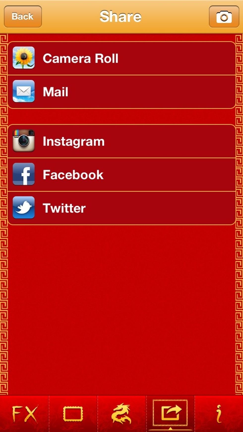 After finish your creation. You can share to Facebook, Twitter, Instagram or via email.