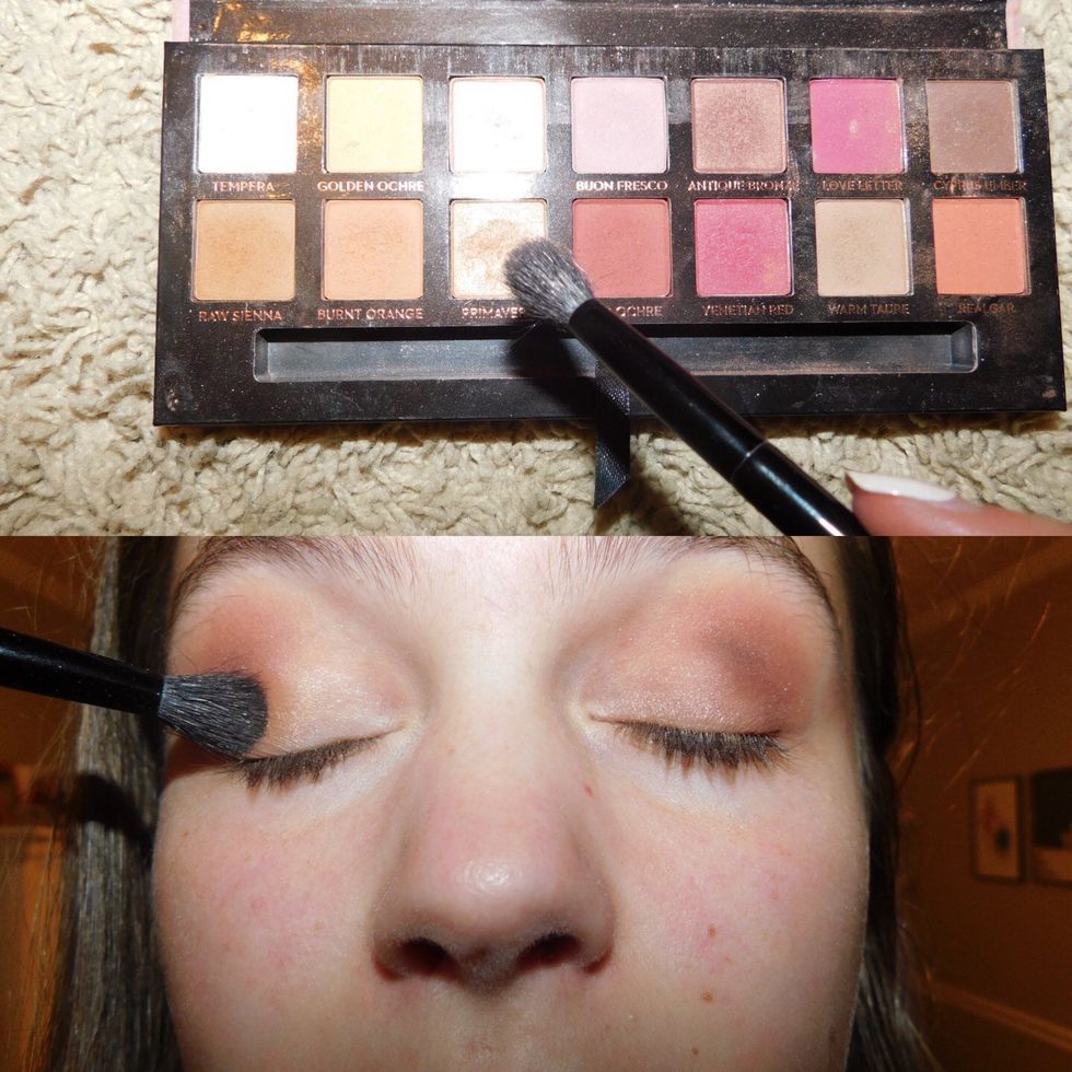 After finishing the dark color, take a shimmery/metallic color, and put on the lid, and blend into the lid so its not too bright.