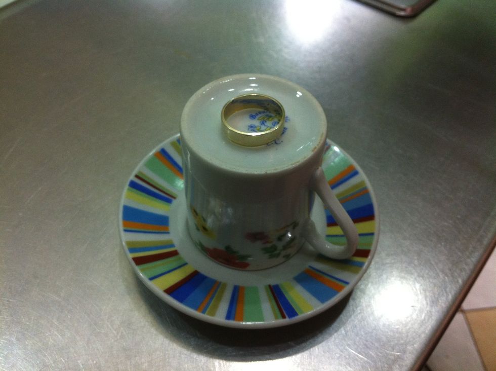 After finishing your coffee , turn your cup upside down and put a ring for cooling the cup faster. Now It is time to find a friend for fortune telling \ud83d\ude03