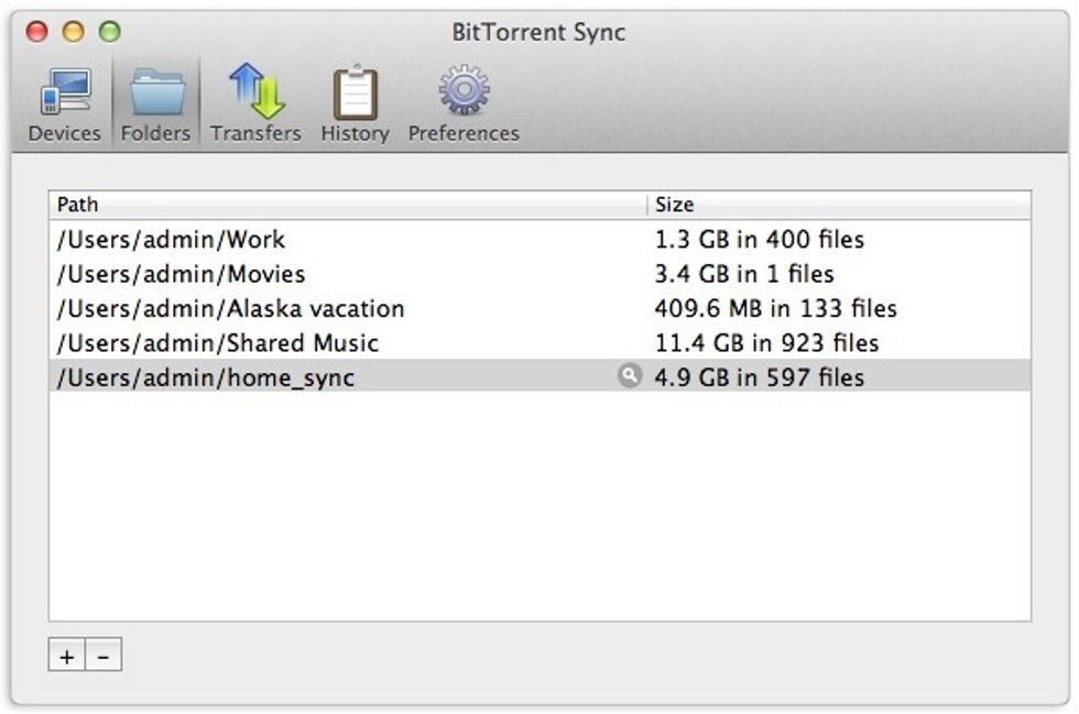 After installing it, you can add folders to BitTorrent Sync, that you'd like to synchronize.