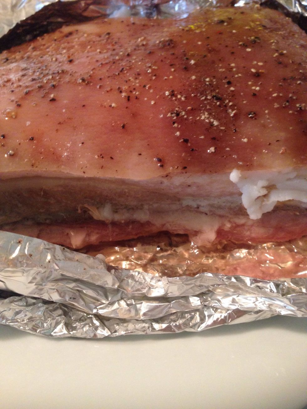 After it cool down, unwrap it and slice into 1/2 inch.